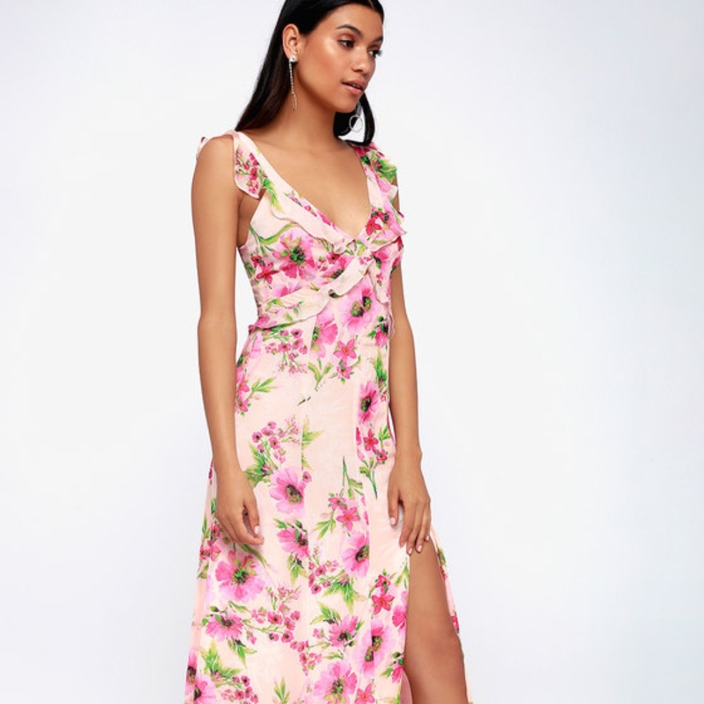 FEELING FLEUR-TY BLUSH PINK FLORAL PRINT RUFFLED